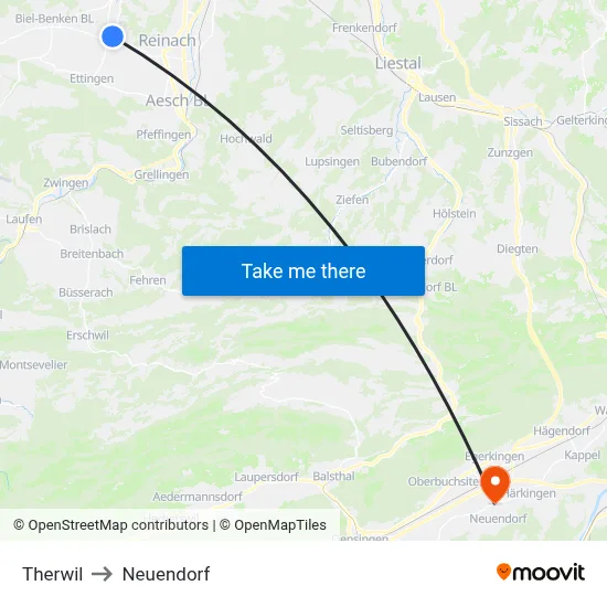 Therwil to Neuendorf map