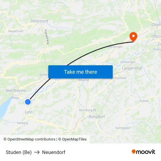 Studen (Be) to Neuendorf map