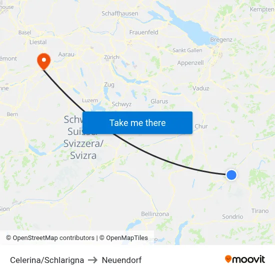 Celerina/Schlarigna to Neuendorf map