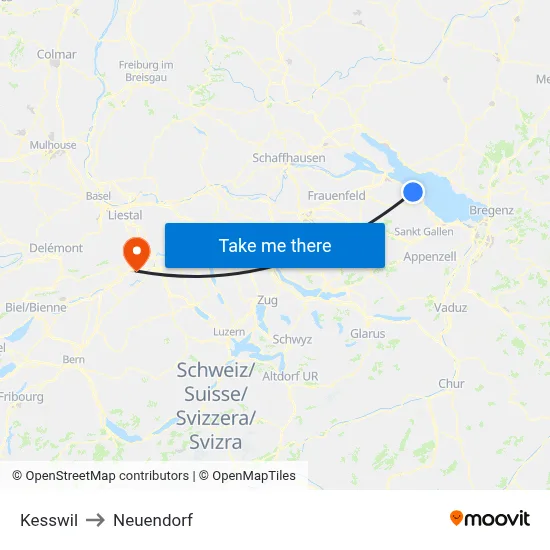 Kesswil to Neuendorf map