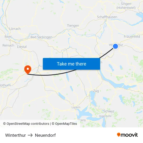 Winterthur to Neuendorf map