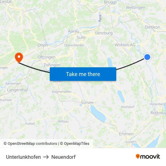 Unterlunkhofen to Neuendorf map
