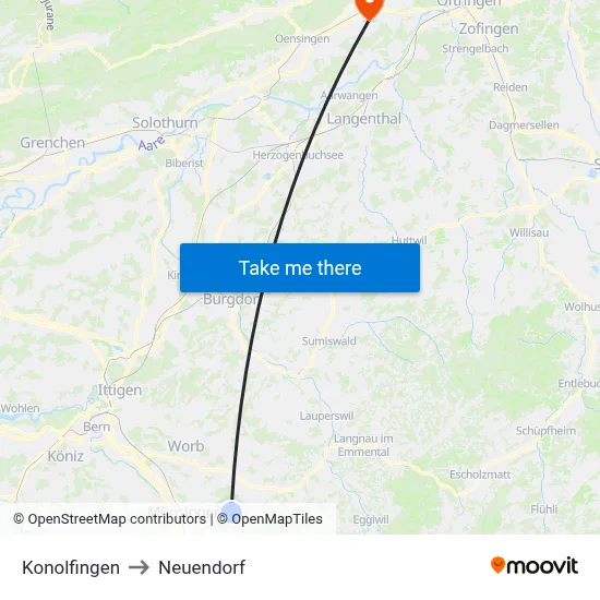 Konolfingen to Neuendorf map