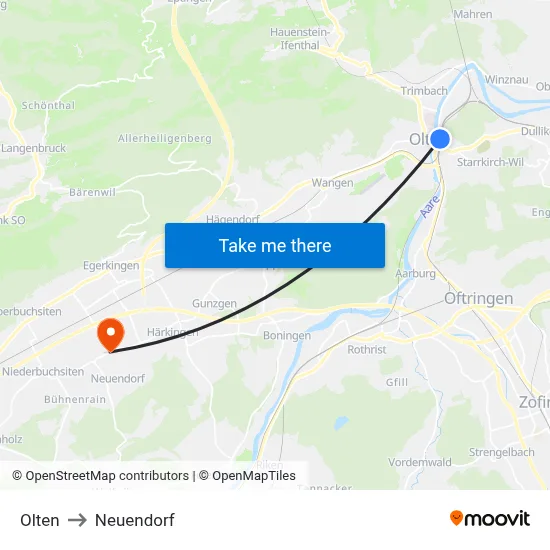 Olten to Neuendorf map