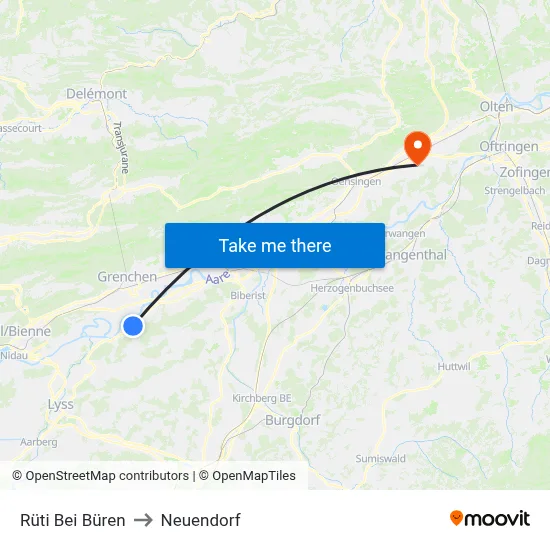 Rüti Bei Büren to Neuendorf map
