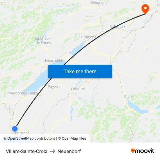 Villars-Sainte-Croix to Neuendorf map