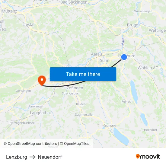 Lenzburg to Neuendorf map