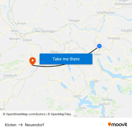 Kloten to Neuendorf map