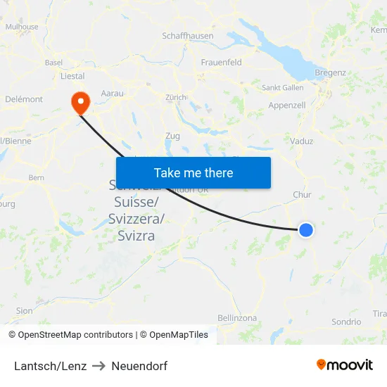 Lantsch/Lenz to Neuendorf map