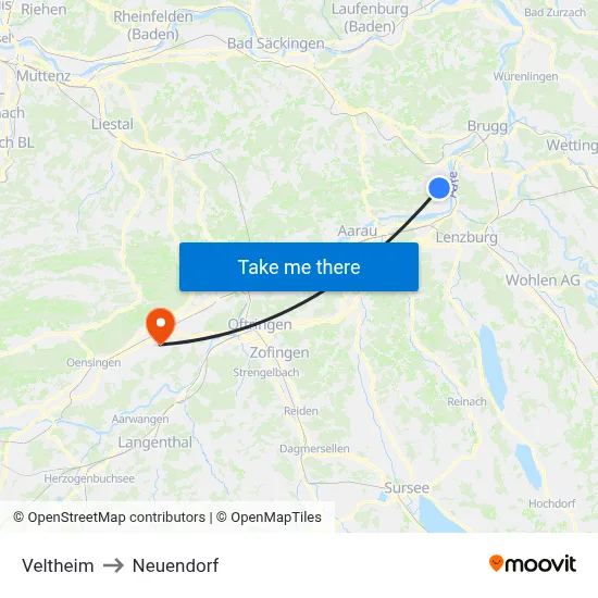 Veltheim to Neuendorf map