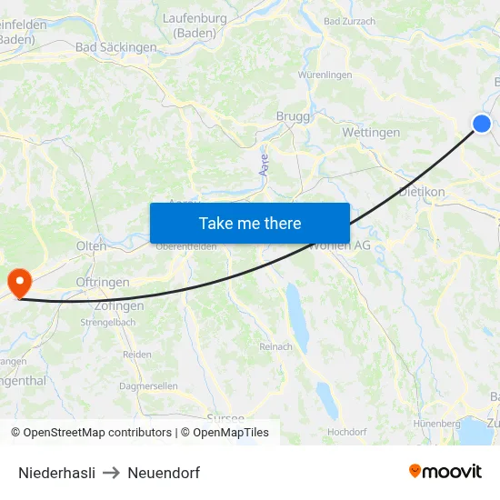 Niederhasli to Neuendorf map