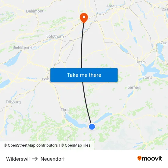 Wilderswil to Neuendorf map
