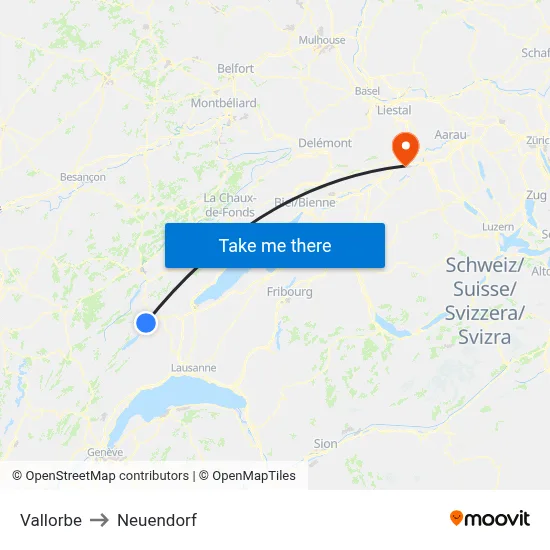 Vallorbe to Neuendorf map
