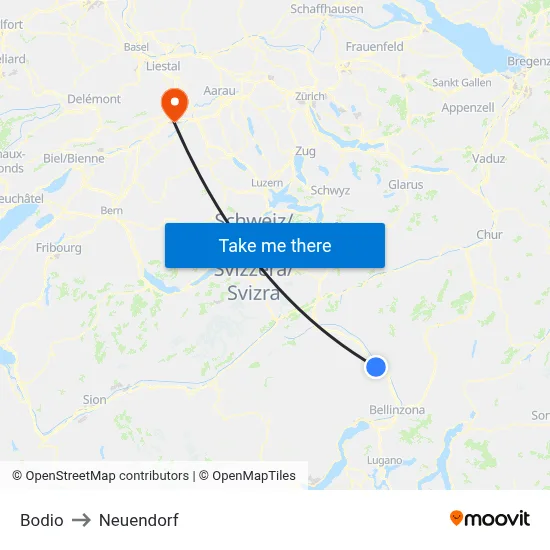 Bodio to Neuendorf map