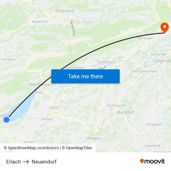 Erlach to Neuendorf map