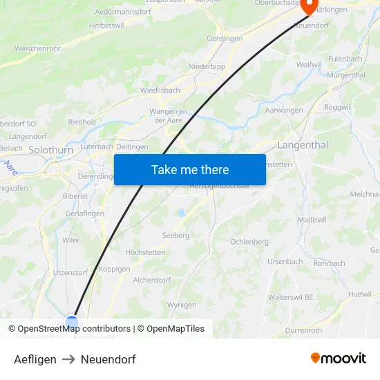 Aefligen to Neuendorf map