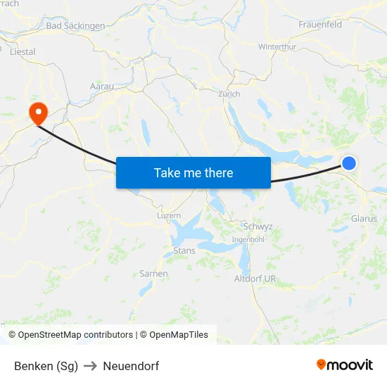 Benken (Sg) to Neuendorf map