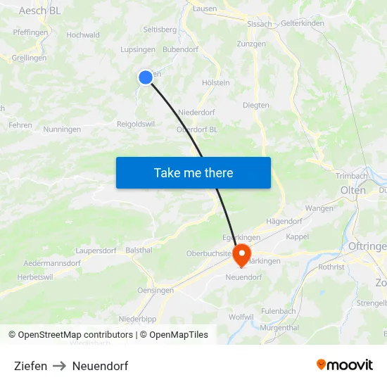 Ziefen to Neuendorf map