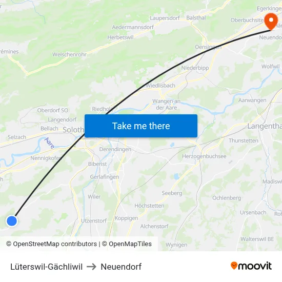 Lüterswil-Gächliwil to Neuendorf map