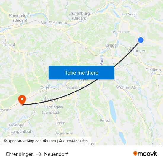 Ehrendingen to Neuendorf map