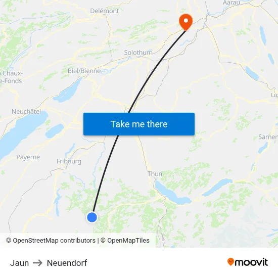 Jaun to Neuendorf map