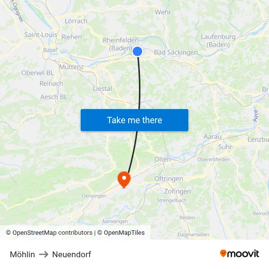 Möhlin to Neuendorf map