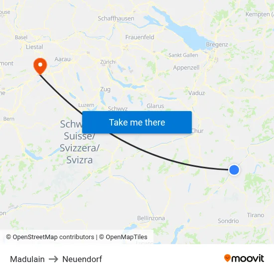 Madulain to Neuendorf map