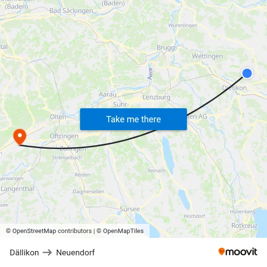 Dällikon to Neuendorf map