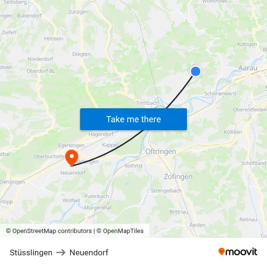 Stüsslingen to Neuendorf map