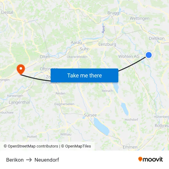 Berikon to Neuendorf map