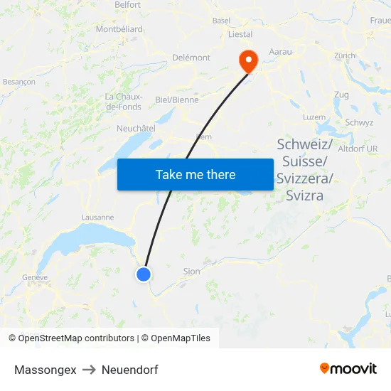 Massongex to Neuendorf map