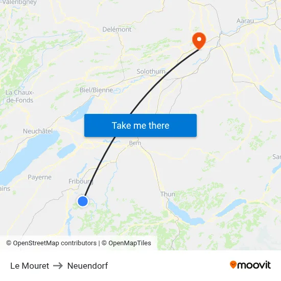 Le Mouret to Neuendorf map