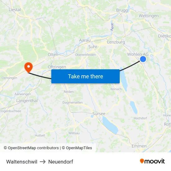 Waltenschwil to Neuendorf map