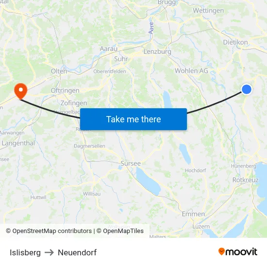 Islisberg to Neuendorf map