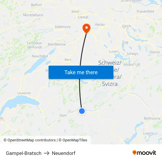 Gampel-Bratsch to Neuendorf map