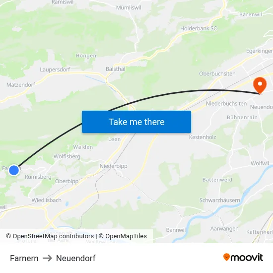 Farnern to Neuendorf map