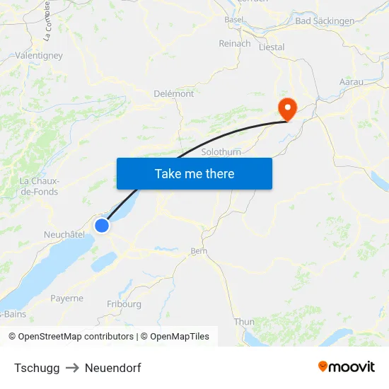 Tschugg to Neuendorf map
