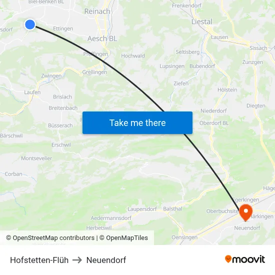 Hofstetten-Flüh to Neuendorf map