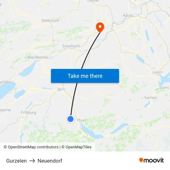 Gurzelen to Neuendorf map