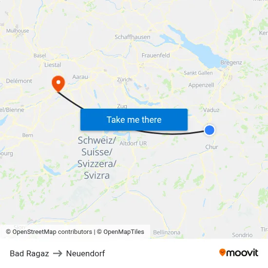 Bad Ragaz to Neuendorf map