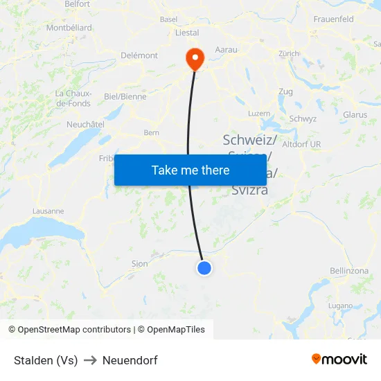 Stalden (Vs) to Neuendorf map