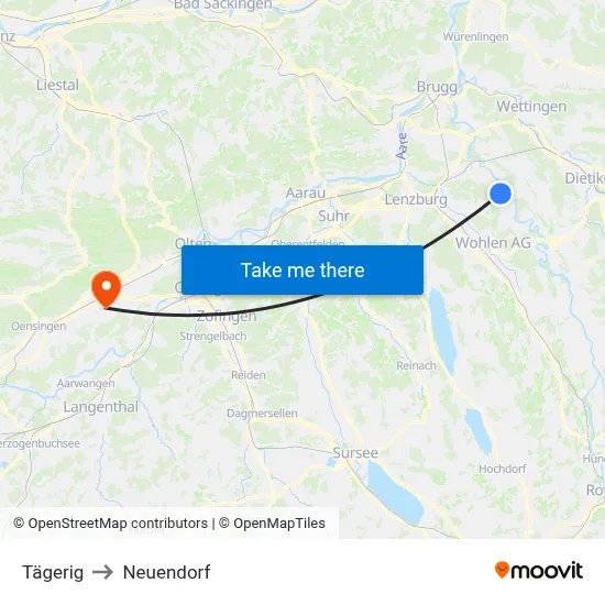 Tägerig to Neuendorf map