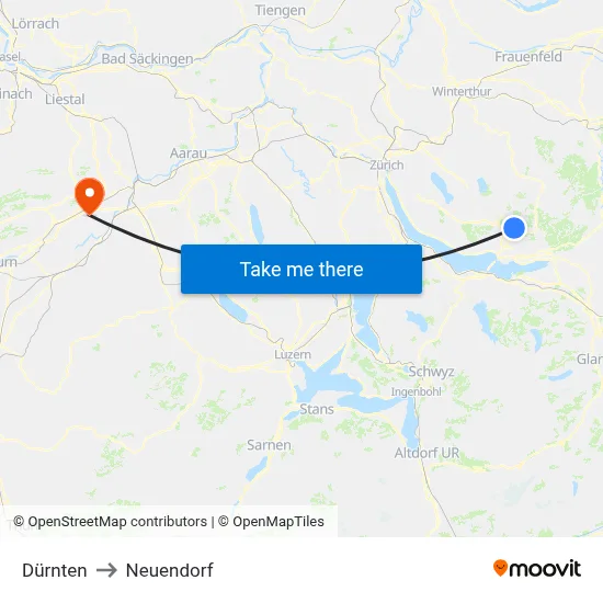 Dürnten to Neuendorf map