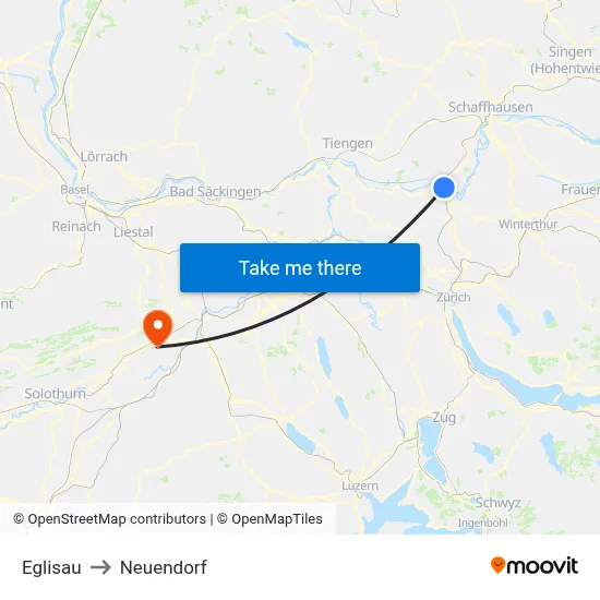 Eglisau to Neuendorf map