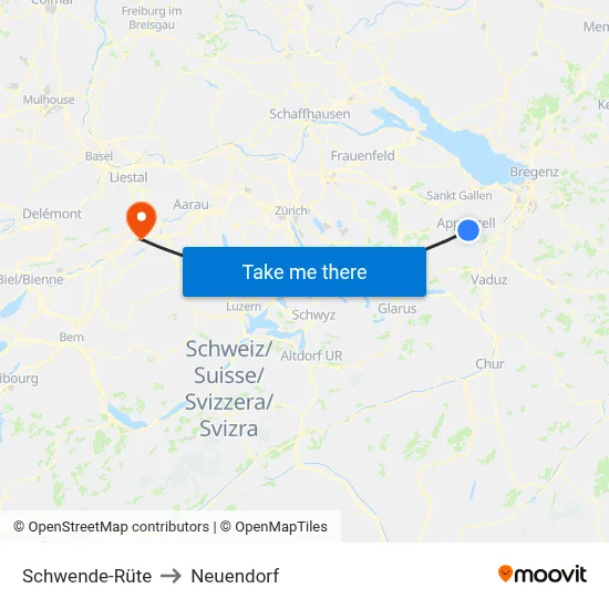 Schwende-Rüte to Neuendorf map