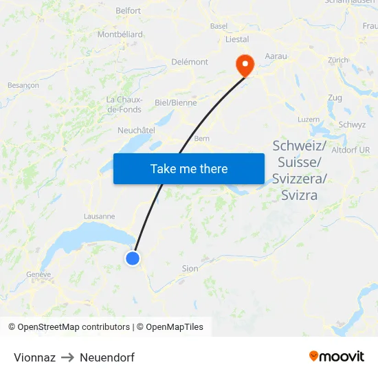 Vionnaz to Neuendorf map