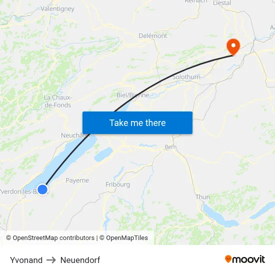 Yvonand to Neuendorf map