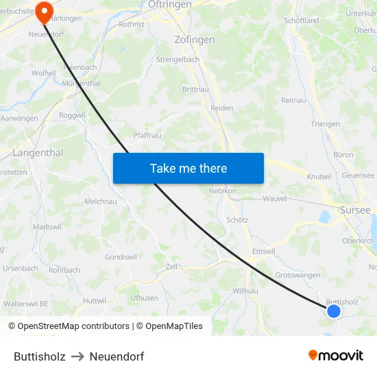 Buttisholz to Neuendorf map