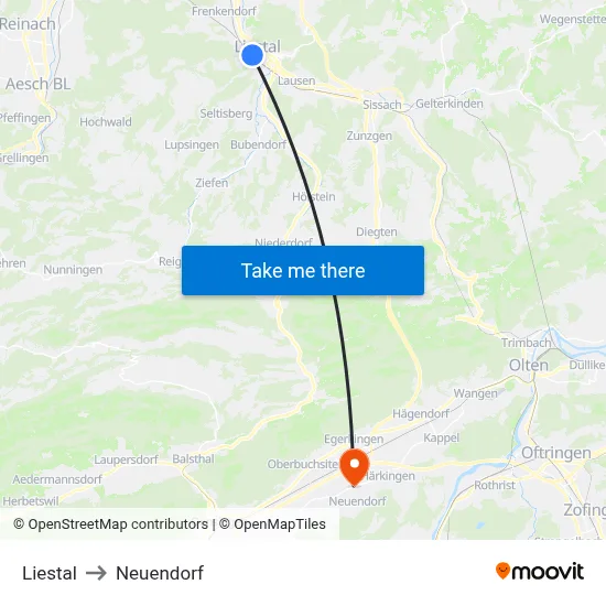 Liestal to Neuendorf map