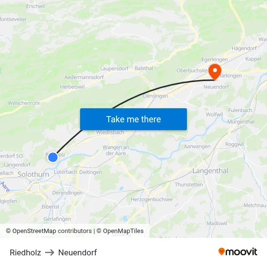 Riedholz to Neuendorf map